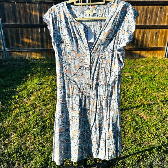 LOFT Dresses & Skirts - Loft Light Blue Floral Short Sleeve Dress 12
